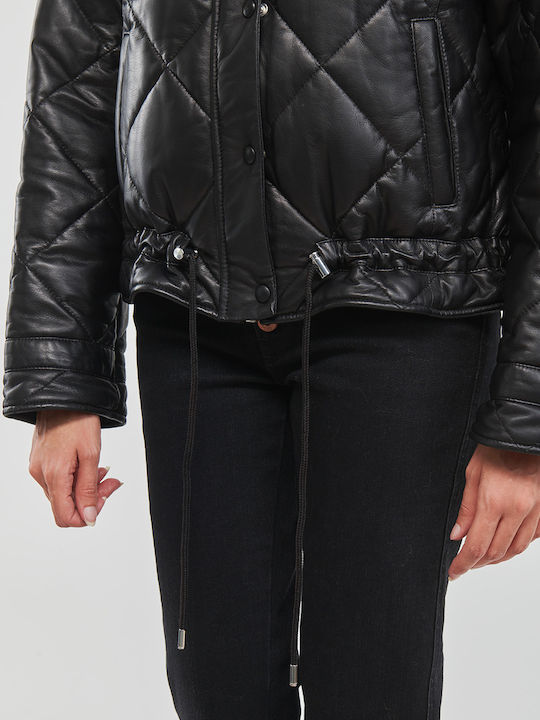Scurtă Jachetă de femei Puffer Negru