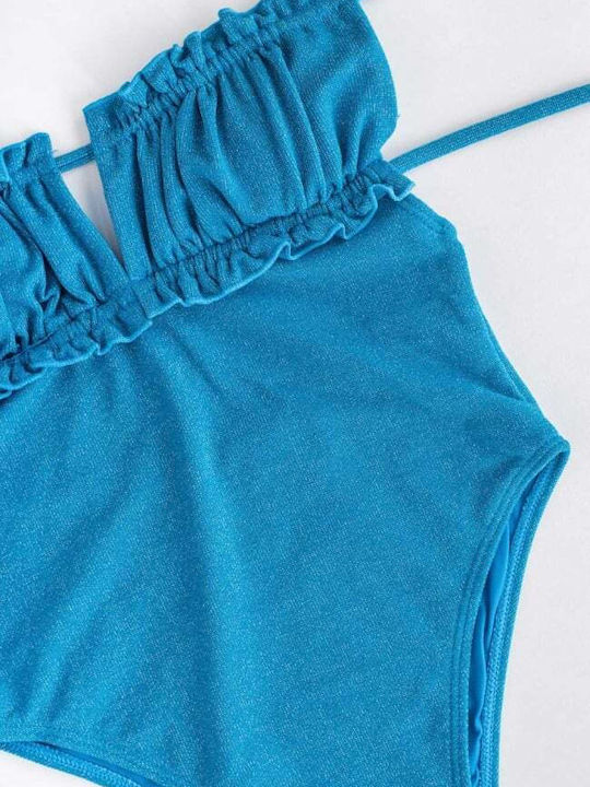 Blue One Piece Swimsuit with Removable Padding