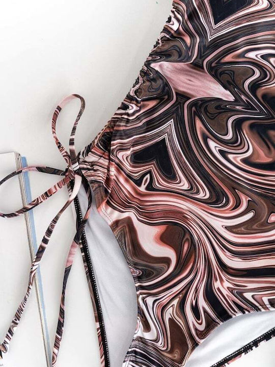 One Piece Swimsuit with Removable Padding Brown
