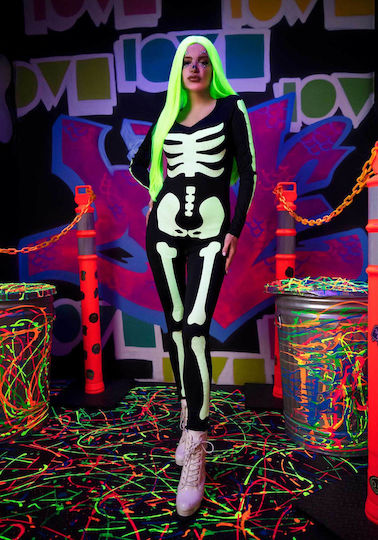 Leg Avenue Skeleton Catsuit Sexy Στολή Μαύρη