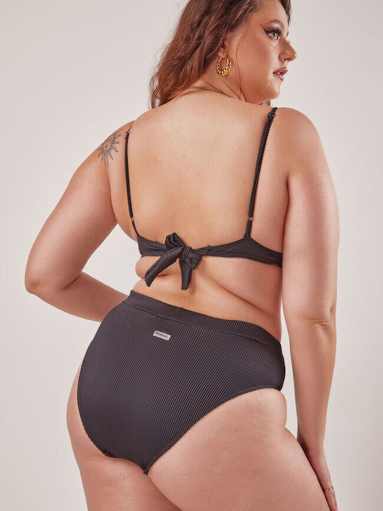 Luigi Padded Bikini Set Triangle Top & Slip Bottom with Adjustable Straps Black