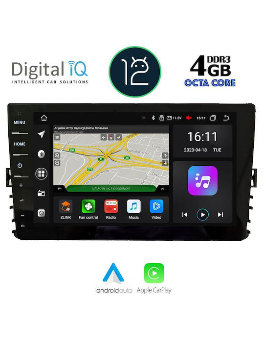 Digital IQ Автомобилна Аудио Система с Clima (Блутут/USB/WiFi/GPS/Apple-Carplay/Android-Auto) с Тъчскрийн 9"