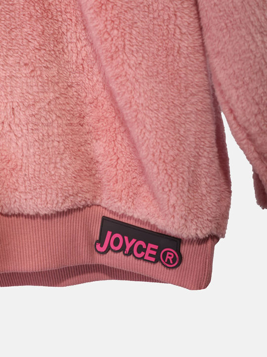 Fleece Παιδικό Φούτερ με Κουκούλα Ροζ