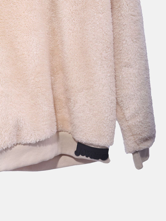 Fleece Kinder-Sweatshirt mit Kapuze Ecru