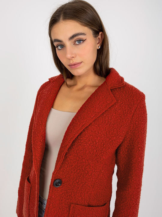 Och Bella Women's Midi Coat with Buttons Orange