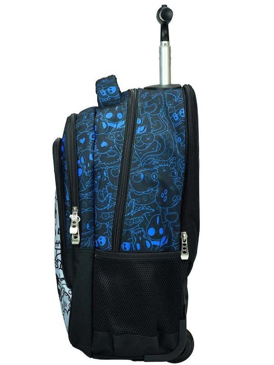 No Fear School Bag Trolley Elementary, Elementary Blue with Water Bottle Holder 30Liters