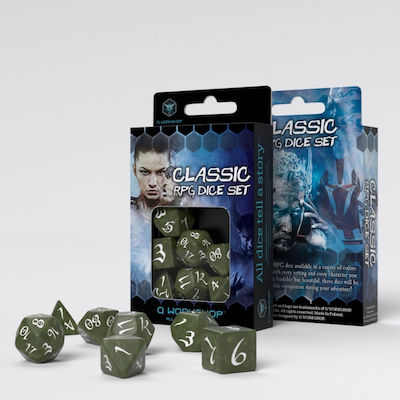 Q-Workshop RPG Smoky & White Set Dice QWSSCLE78