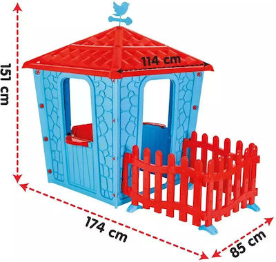 Pilsan Plastic Kids Playhouse with Fence Light Blue Stone 114x114x151cm