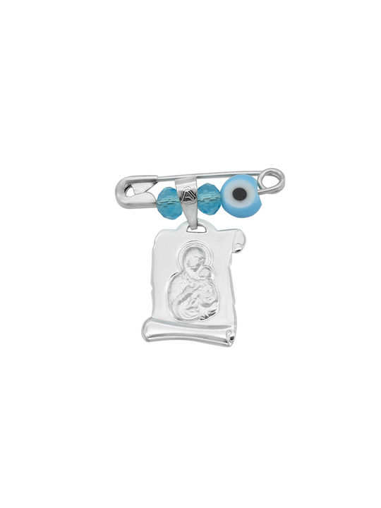 Pendant Kids Talisman with Virgin Mary from White Gold 14K ΦΥ94-0