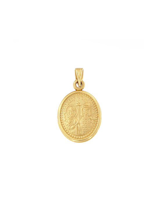 Anhänger Kinder Amulett Beidseitig Konstantinato aus Gold 14K FLD2124