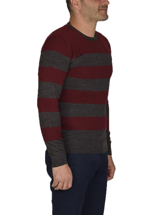 Sixth Sense BW665 Herren Langarm-Pullover Grey/Bordeaux