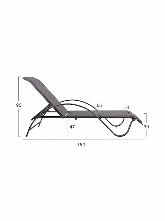 Ξαπλώστρα Αλουμινίου με Ύφασμα Textilene Γκρι 194x66x30εκ.