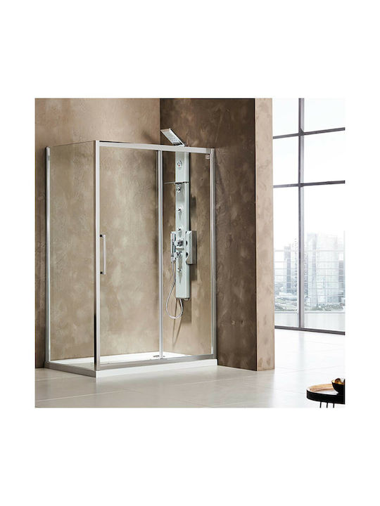 Devon Primus Plus Slider SLT150C-100 D3/195-100 D3/195-100 Shower Screen for Shower with Sliding Door 154-157x195cm Clean Glass Chrome