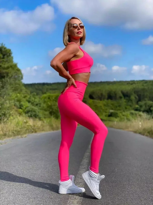 Lismina Frauen Leggings Hochgeschnitten Rosa