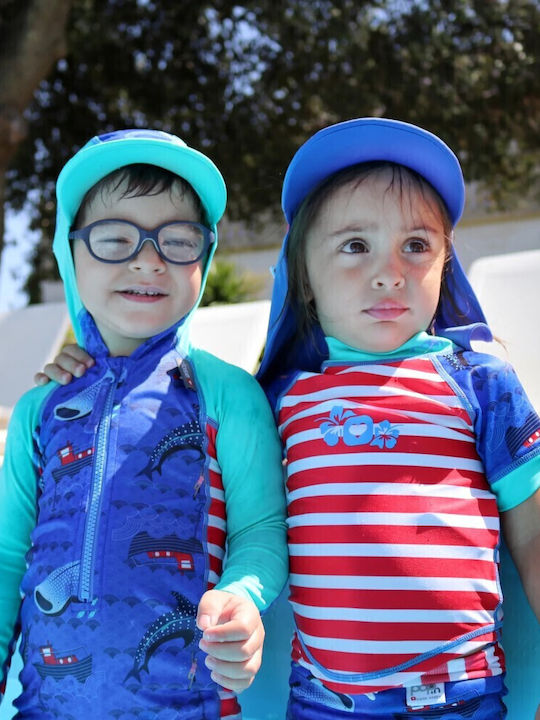 Close Parent Детски Бански Една част с Шапка Син