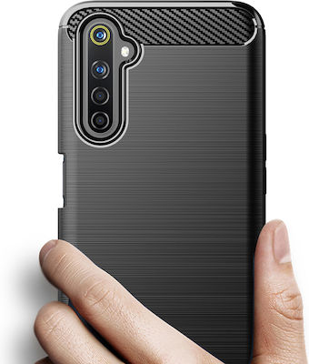 Techsuit 6 Pro Techsuit Carbon Umschlag Rückseite Silikon Schwarz (Realme 6 Pro)