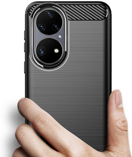Techsuit Carbon Back Cover Σιλικόνης Μαύρο (Huawei P50 Pro)