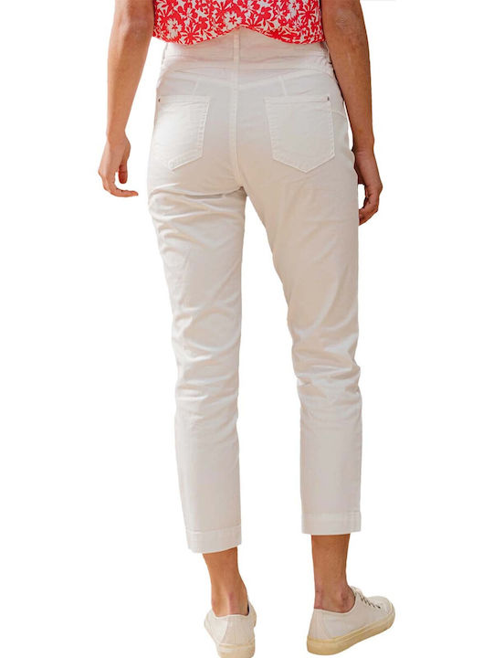 C'est Beau La Vie Women's High-waisted Fabric Capri Trousers White