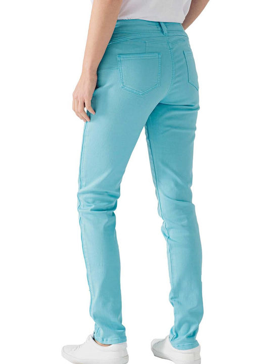 C'est Beau La Vie Women's Fabric Trousers Push-up in Slim Fit Light Blue