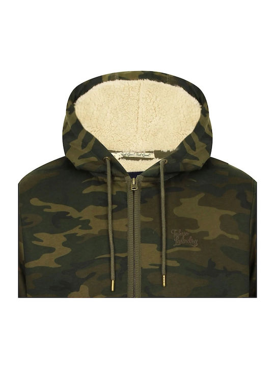 Tokyo Laundry Men's Sweatshirt Jacket with Hood and Pockets Khaki