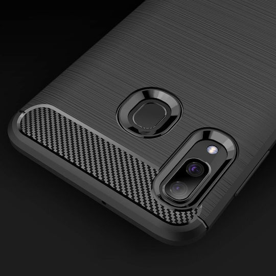 Techsuit Carbon Back Cover Silicone Black (Galaxy A40)