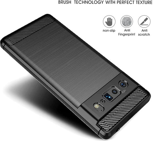 Techsuit Carbon Umschlag Rückseite Silikon Schwarz (Google Pixel 6 Pro)