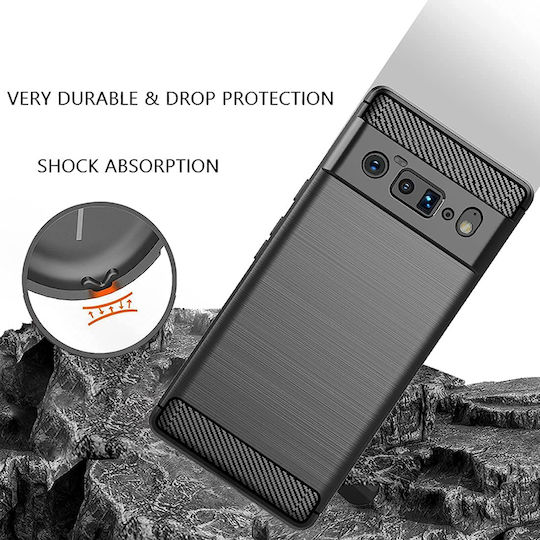 Techsuit Carbon Umschlag Rückseite Silikon Schwarz (Google Pixel 6 Pro)