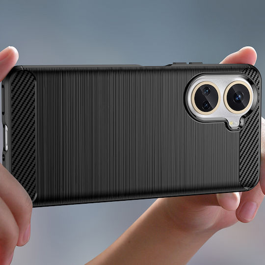 Techsuit Carbon Umschlag Rückseite Silikon Schwarz (Huawei Nova 10)