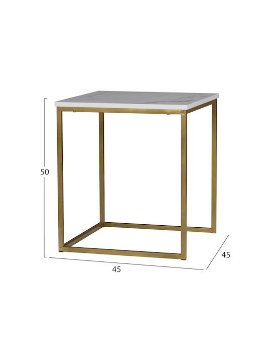 Rectangular Zigon Set Grelay Wooden White / Gold 2 Pieces W45xL45xH50cm