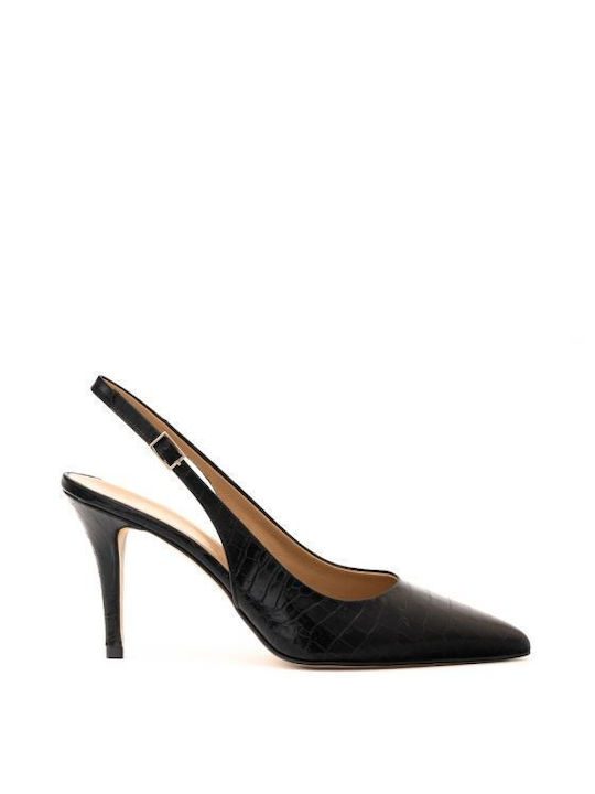 Philippe Lang Leather Pointed Toe Black Heels