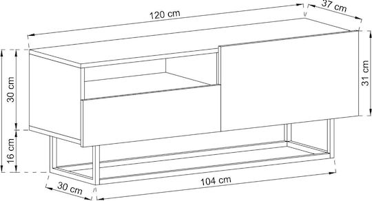 Beige TV Stand L120xD37xH47cm