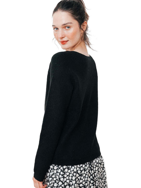 C'est Beau La Vie Women's Knitted Cardigan with Buttons Black