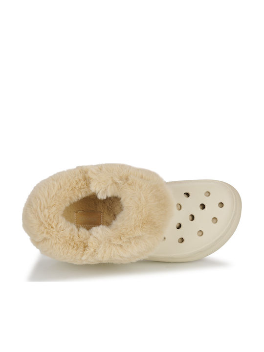 Crocs Furever Crush Women's Clogs with Fur Beige