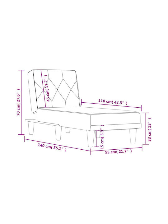 Modern Recliner Catifea Negru L155xW55xH33buc