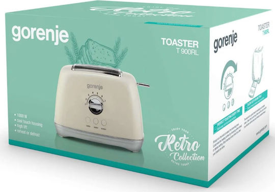 Gorenje T900RL 728259 Toaster 2 Slots 1000W Beige