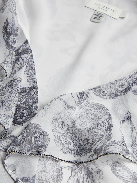 Rochie Mini Cu Volane Albă