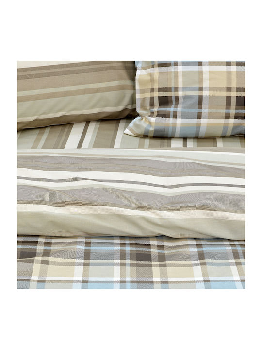 Lino Home Duvet Cover Set Cotton Queen with 2 Pillowcases 220x240 Revon Aqua