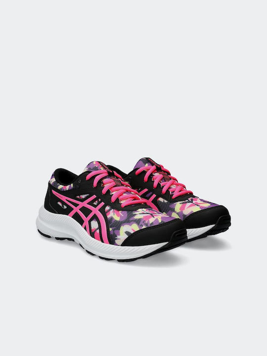 ASICS Kids Sports Shoes Running Contend 8 Print Gs Black / Hot Pink