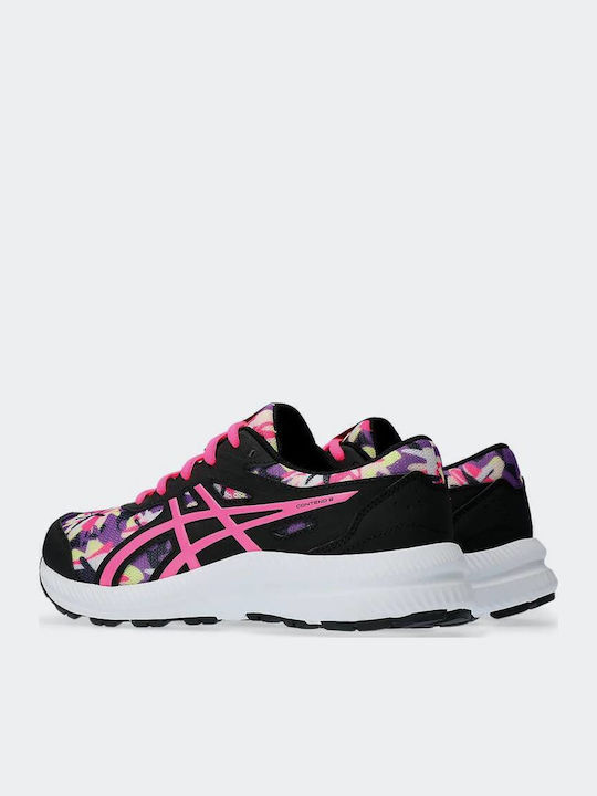 Contend 8 Print Gs Kids Sports Shoes Running with Laces Black / Hot Pink