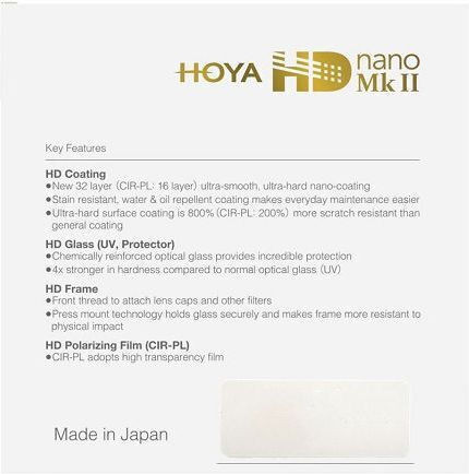 Hoya Nano MK II Filter HD / UV 82mm for Camera Lenses