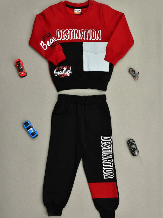 Potre Kids Sweatpants Set Red 2pcs