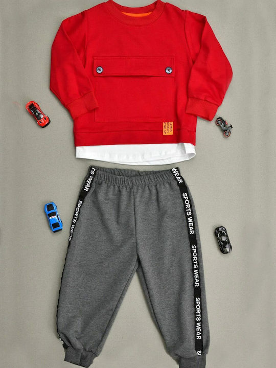 Potre Kids Sweatpants Set Red 2pcs