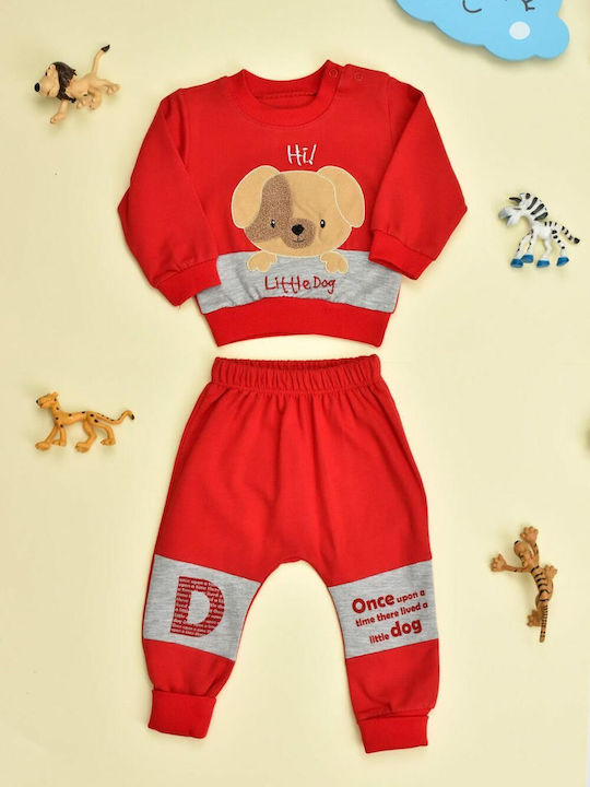 Potre Kids Sweatpants Set Red 2pcs