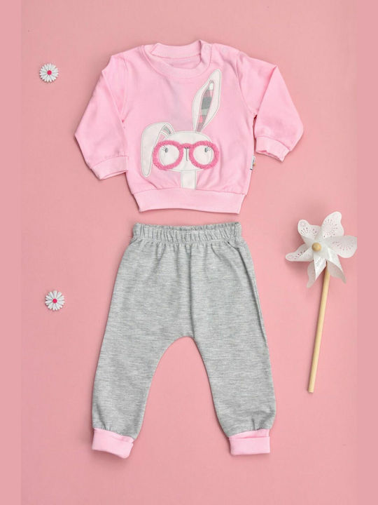 Potre Kids Sweatpants Set Pink 2pcs