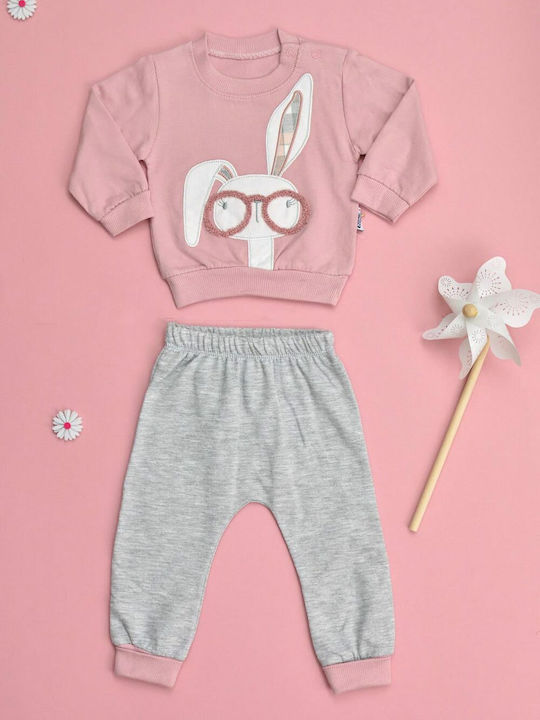 Potre Kids Sweatpants Set Pink 2pcs