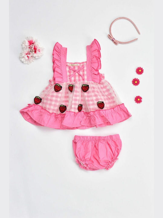 Potre Mädchen Kleid Set mit Zubehör Ärmellos Rosa