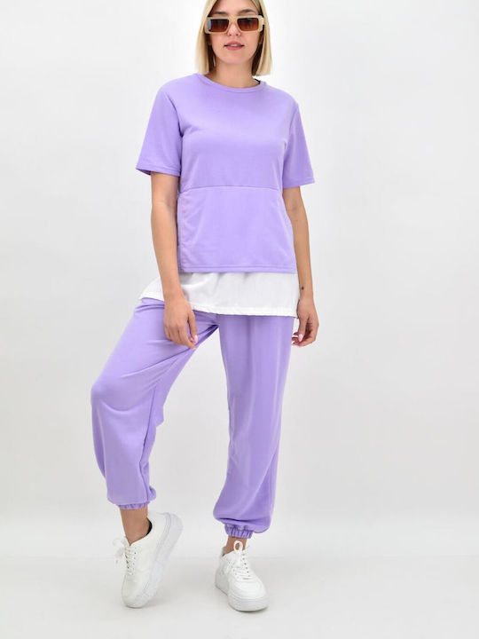 Potre Damen-Sweatpants-Set Lila