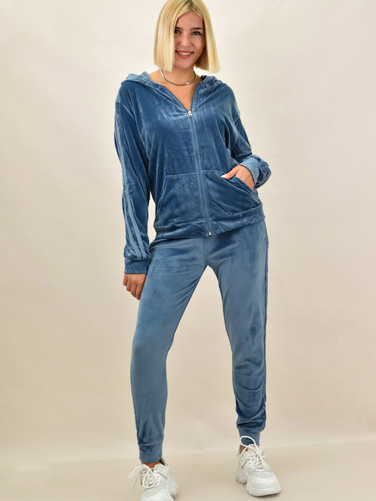 Set de Trening Catifea Albastru deschis