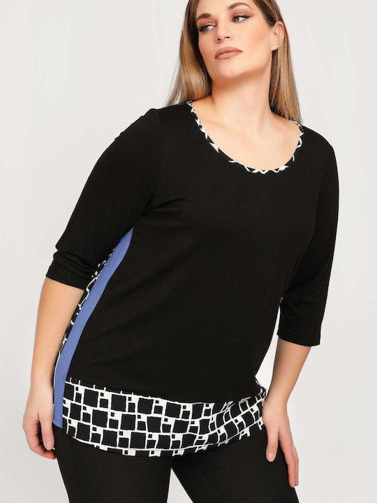 Dina Women's Blouse with 3/4 Sleeve Black