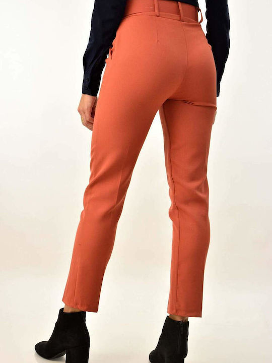 Potre Women's High-waisted Cotton Trousers in Regular Fit Orange